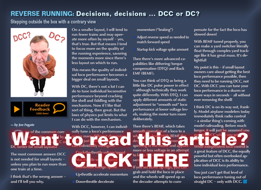 Reverse Running - Decisions, decisions - DCC or DC?