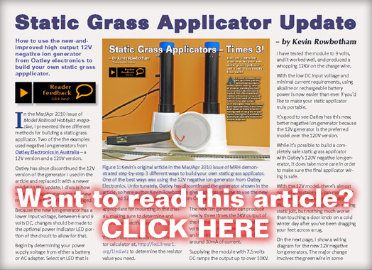 Static grass applicator update - MRH Sep 2011
