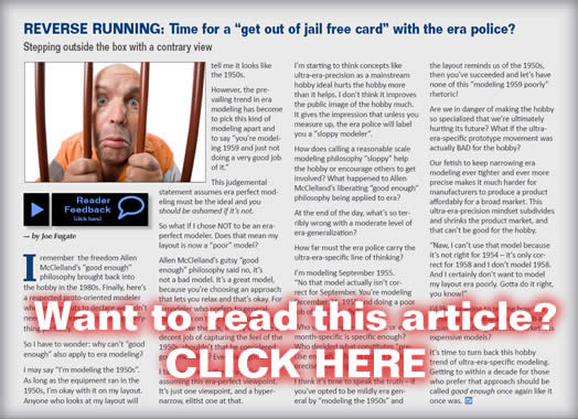 Reverse running commentary - Get out of jail free card with the era police - Model trains - MRH Column November 2012