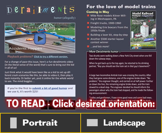 Derailments (humor) - Model trains - MRH Column April 2013