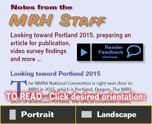 Staff Notes: Looking toward Portland 2015 - Model trains - MRH column October 2014