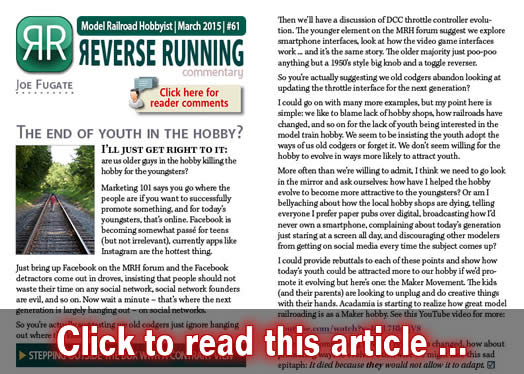 Reverse Running: The end of youth in the hobby? - Model trains - MRH column March 2015