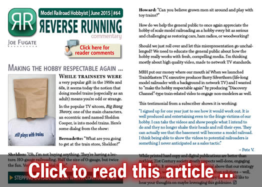 Reverse Running: Making the hobby respectible ? - Model trains - MRH commentary June 2015