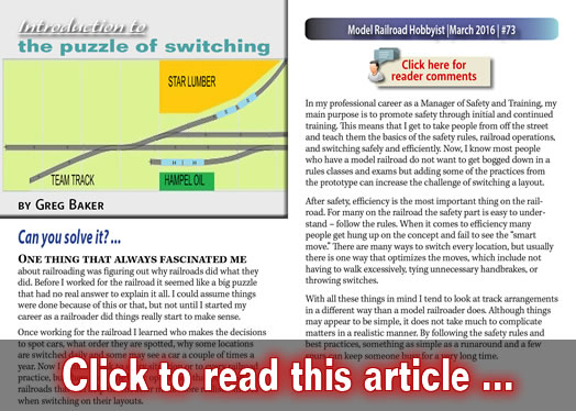 Introduction to the puzzle of switiching - Model trains - MRH article March 2016
