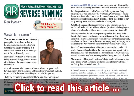 Reverse Running: What! No layout? - Model trains - MRH commentary May 2016