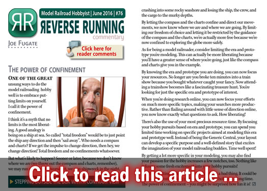 Reverse Running: The power of confinement - Model trains - MRH commentary June 2016