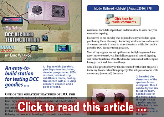 Build a DCC decoder testing station - Model trains - MRH article August 2016
