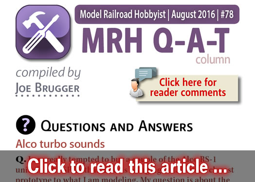 QAT: Alco sounds, creosote coloring ... - Model trains - MRH column August 2016