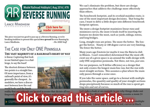Reverse Running: The case for only ONE peninsula - Model trains - MRH commentary October 2016