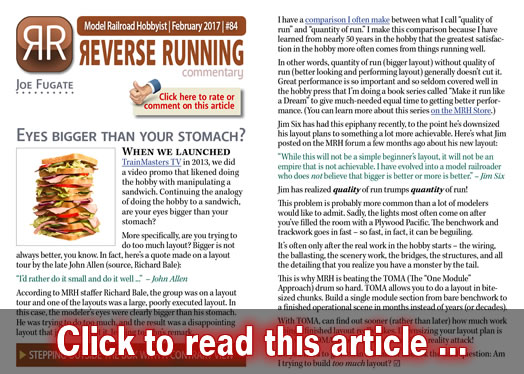 Reverse Running: Eyes bigger than your stomach - Model trains - MRH commentary February 2017