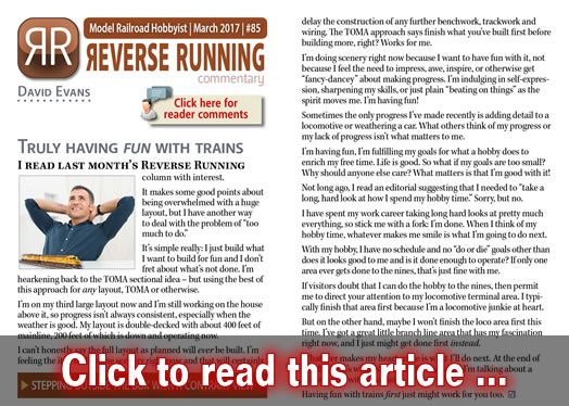 Reverse Running: Truly having fun with trains - Model trains - MRH commentary March 2017
