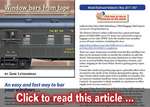 Window bars from tape - Model trains - MRH feature May 2017