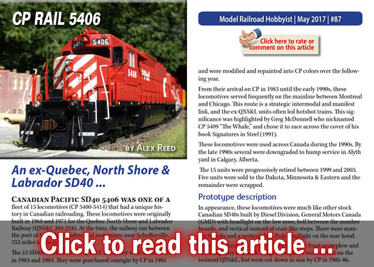 Modeling CP Rail 5406 - Model trains - MRH article May 2017