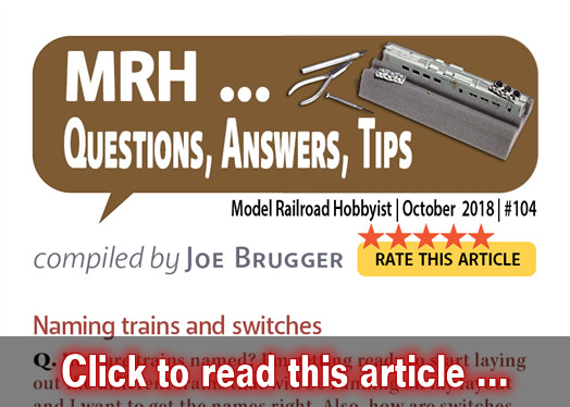 MRH Q-A-T: Naming trains & switches,  ? - Model trains - MRH column October 2018