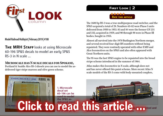 First Look: Decals for modeling an SP&S RS-3  - Model trains - MRH column February 2019