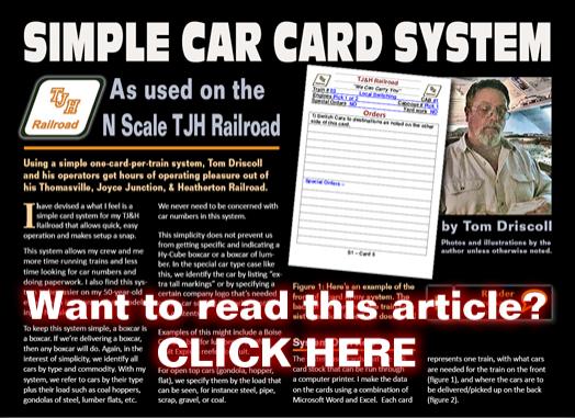 Simple car card system