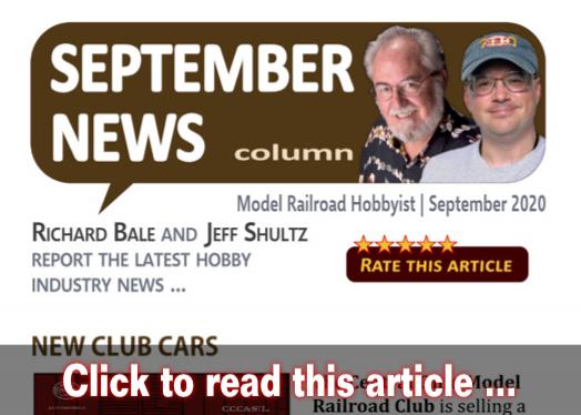 September 2020 news - Model trains - MRH column September 2020