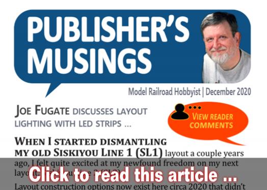 Publishers Musings: LED strip layout lighting - Model trains - MRH editorial December 2020