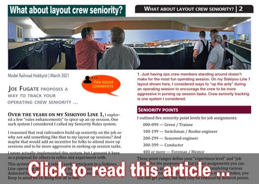 Incorporating seniority into your layout ops - Model trains - MRH article March 2021