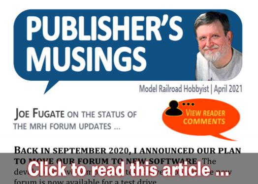 Publishers Musings: Update on the forum migration - Model trains - MRH editorial April 2021