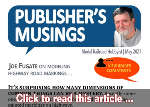 Publishers Musings: Highway road markings - Model trains - MRH editorial May 2021