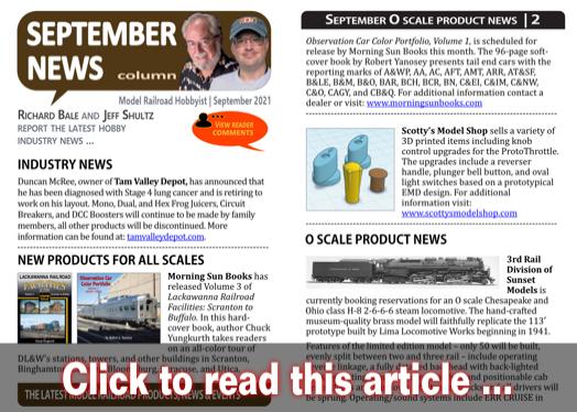 September 2021 news - Model trains - MRH column September 2021