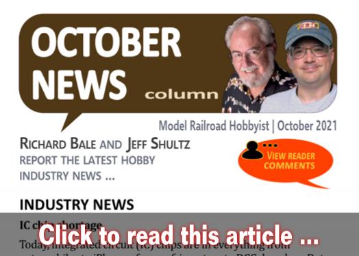 October 2021 news - Model trains - MRH column October 2021
