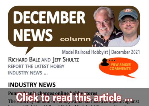 Decemberr 2021 news - Model trains - MRH column December 2021