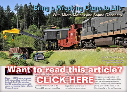 Animating an Athearn Wrecking Crane - Model trains - MRH Column August 2012