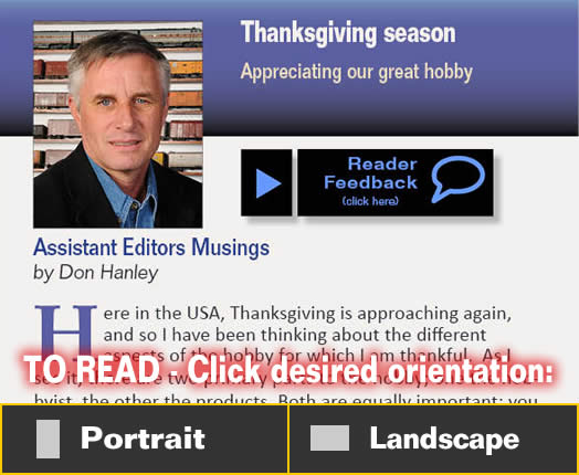 Assistant editor's thoughts - Thanksgiving season - Model trains - MRH editorial November 2014