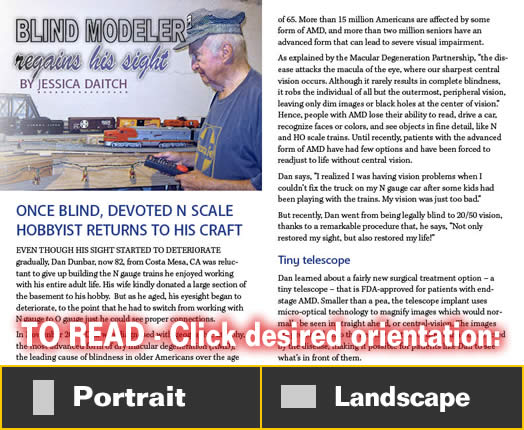 Blind modeler regains his sight - Model trains - MRH article January 2015