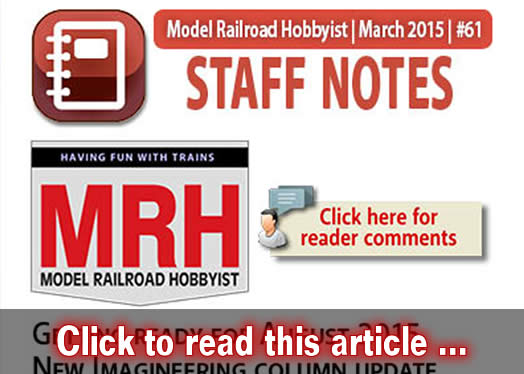 Staff Notes: Getting ready for August 2015 - Model trains - MRH column March 2015