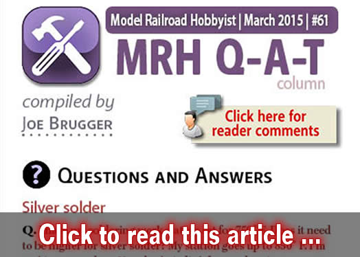 Questions, Answers, and Tips - Model trains - MRH column March 2015