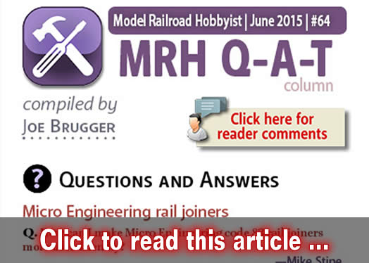 Questions, Answers, and Tips - Model trains - MRH column June 2015