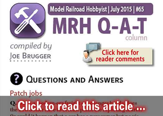 Questions, Answers, and Tips - Model trains - MRH column July 2015