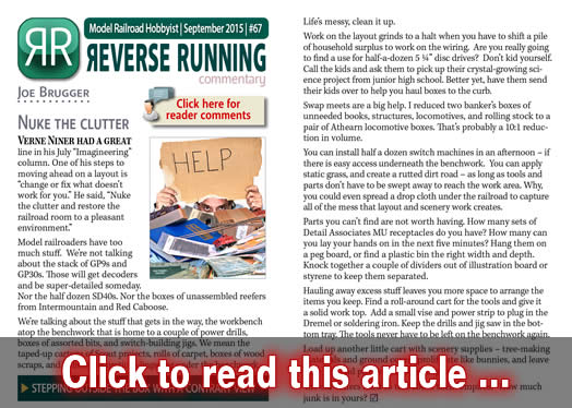 Reverse Running: Nuke the clutter - Model trains - MRH commentary September 2015