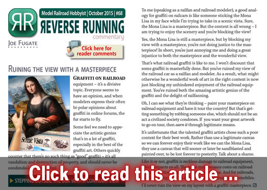 Reverse Running: Ruining the view with a masterpiece - Model trains - MRH commentary October 2015