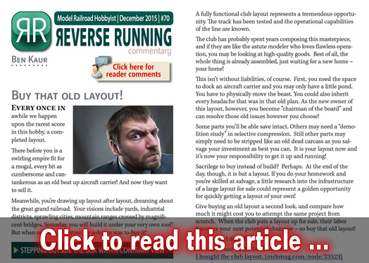 Reverse Running: Buy that old layout! - Model trains - MRH commentary December 2015