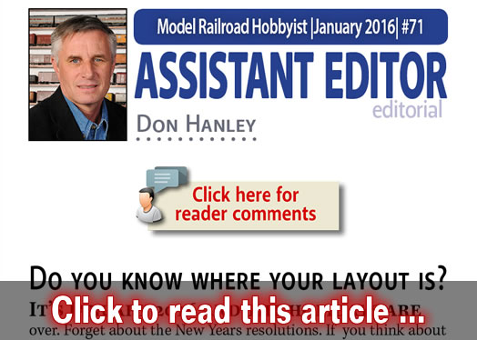 Ass't Editor's thoughts: Know where your layout is? - Model trains - MRH editorial January 2016