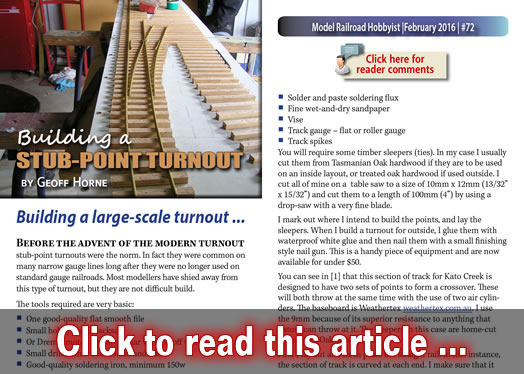 Building a stub point turnout - Model trains - MRH article February 2016