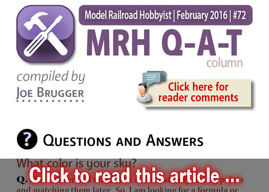 QAT: Sky color, insulated rail joiners, ... - Model trains - MRH column February 2016