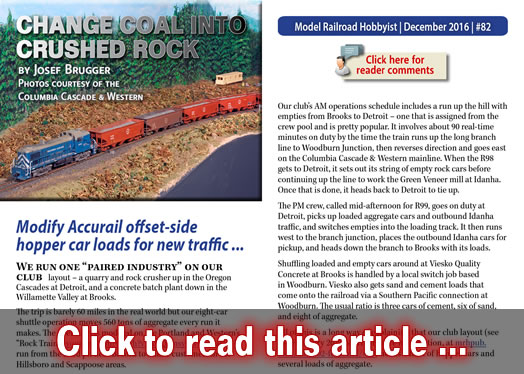 Modeling crushed rock gravel loads - Model trains - MRH article December 2016