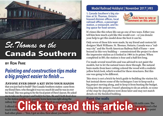 St. Thomas on the Canada Southern - Model trains - MRH article November 2017