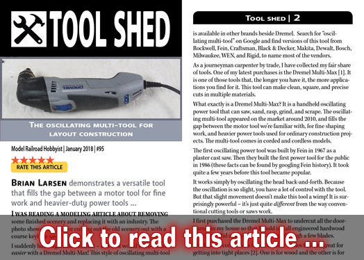 Tool Shed: Multi-tool use for layout construction - Model trains - MRH article January 2018