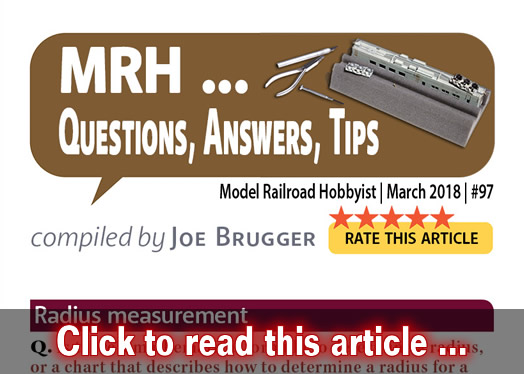 MRH Q-A-T: Curve radius, dirt ballast,  ? - Model trains - MRH column March 2018