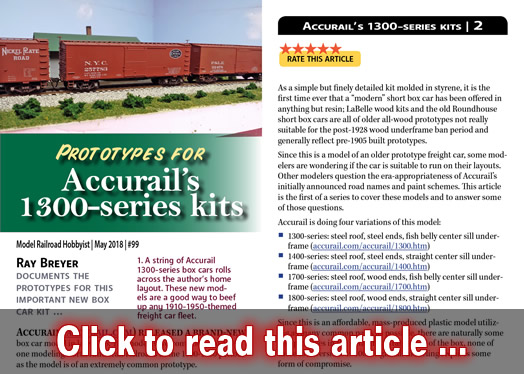 Prototypes for Accurails 1300-series - Model trains - MRH article May 2018