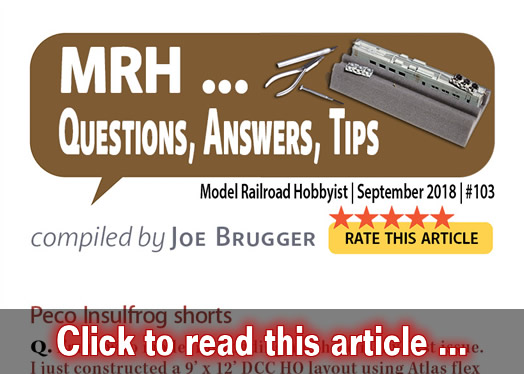 MRH Q-A-T: Fixing insulfrog shorts,  ? - Model trains - MRH column September 2018