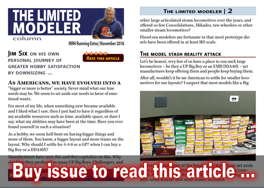 Limited Modeler: Satisified downsizing - Model trains - RE editorial November 2018