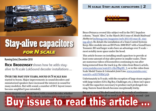 Stay alive capacitors for N scale - Model trains - MRH-RE article December 2018