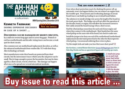 Ah-hah Moment: Making decoders short resistant - Model trains - MRH-RE feature December 2018